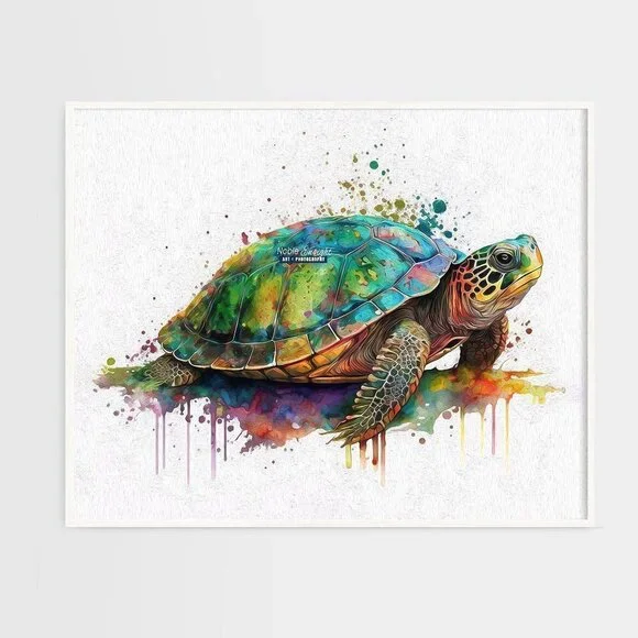 20x30‎ Painted Turtle Watercolor Oil Painting Wildlife Photography Print - Picture 5 of 5